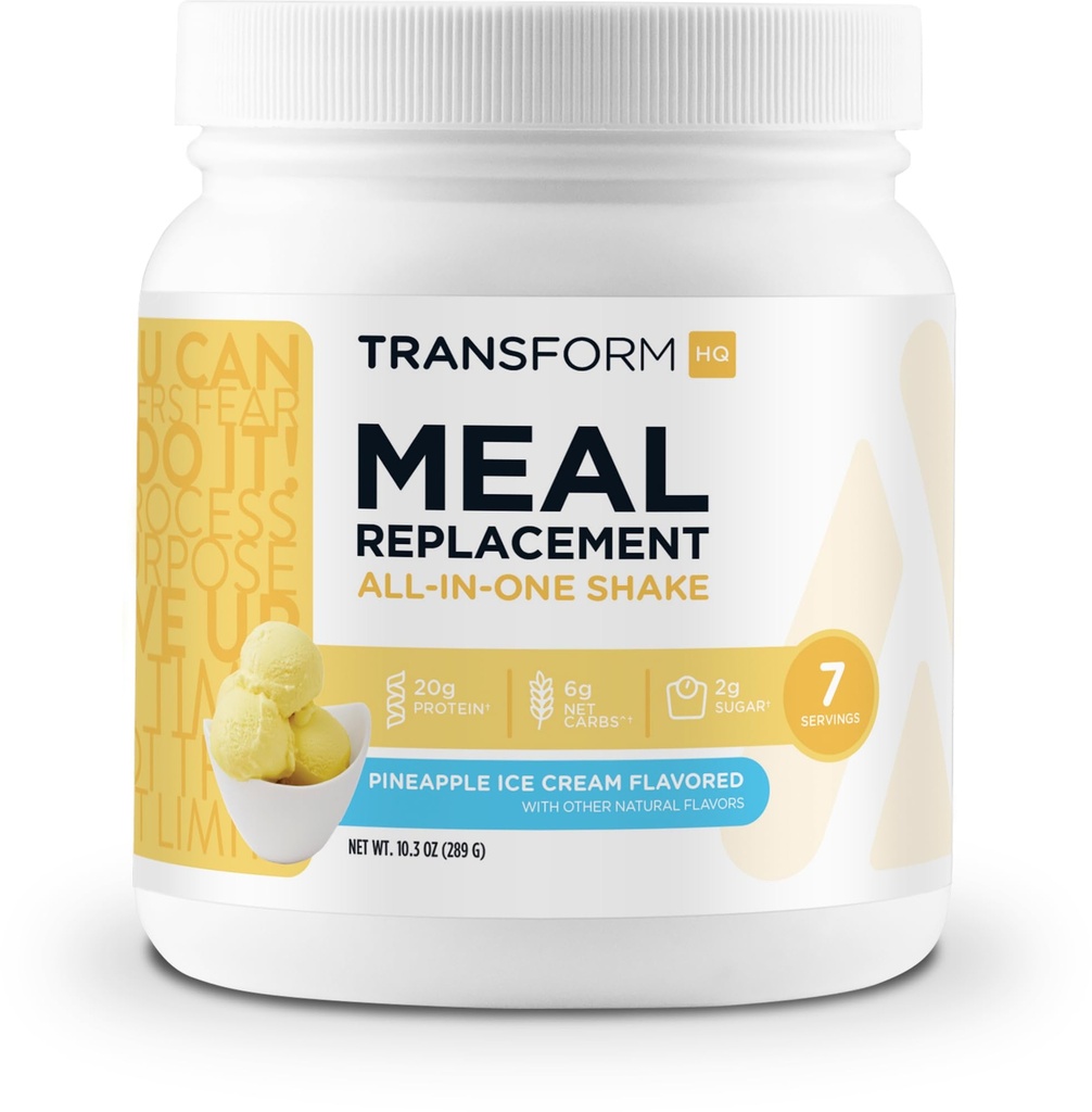 TransformHQ Meal Sostituzione Shake Polvere 7 Servings (Pineapple Ice Cream Aromaed) - Gluten Free, Non OGM