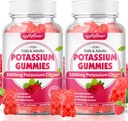 Softbear Potassium Citrate 1000mg Gummis – Hohe Absorption Kalium-Gummi-Gummi-Gummi-Gummi für Muskelunterstützung & Elektrolyt Balance – Kalium-Ergänzung für Frauen & Erwachsene, Vegan, Raspberry Flavor (120 Count)