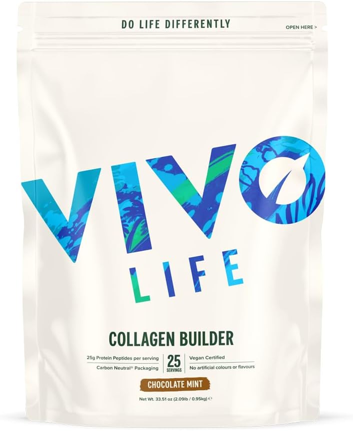 Vivo life - Plant Protein Collagen Builder con Vitamina C, Aminoacidi e Acido Ialuronico, Supporta capelli sani, Pelle & Unghie, Vegan (Vanilla & Cinnamon)