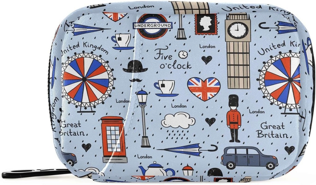 Borsa dell'organizzatore della pillola di viaggio della cassa di 7 giorni della pillola di stampa della retrò di Londra con la cerniera portatile settimanale della medicina della vitamina supplemento della borsa del contenitore