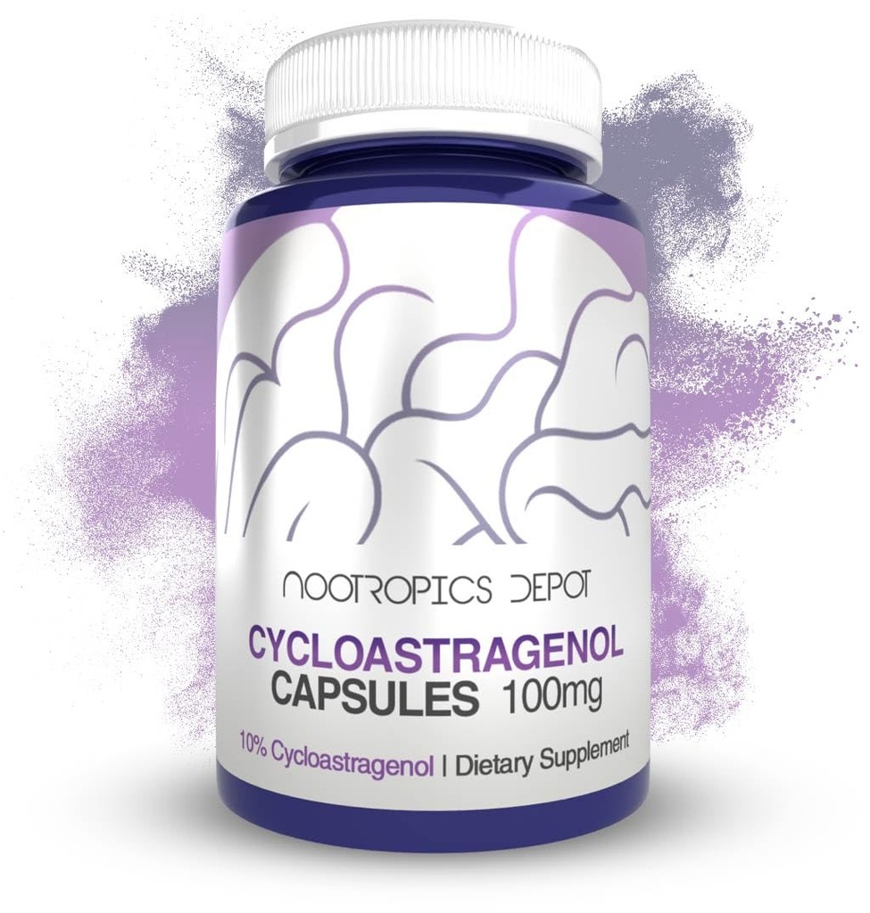 Nootropics Depot Cycloastragenol 10% Capsule | 100mg | 30 Count | Astragalus membranaceus | Salute cellulare, Supporto immunitario, Lunghe Telomeres