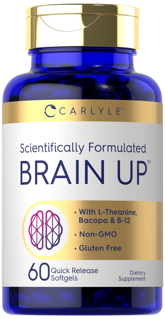 Supplément Cerveau jusqu'à Carlyle 60 Softgels avec L-Theanine, Bacopa et B-12.
