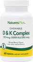 Natures Plus D & K Complex - 60 Mixed Berry Chewables - Unterstützt Calcium Metabolism - Vegetarisch, Non-GMO, Glutenfrei, Sojafrei - 60 Portionen