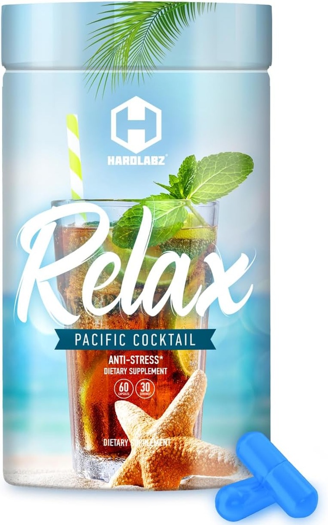 HARDLABZ Relax - All-Natural Stress Relief, Sleep Support, Mood Enhancement Herbal Supplement con Ivan Tea, Valerian, Ginseng, Lavanda, Limone Balm, Motherwort, 60 Capsule