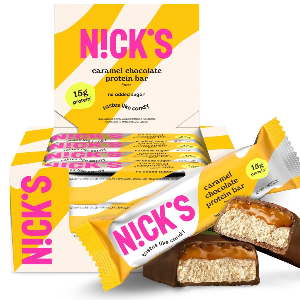 Barres protéinées de caramel au chocolat de nickel – boîte de 12 mois