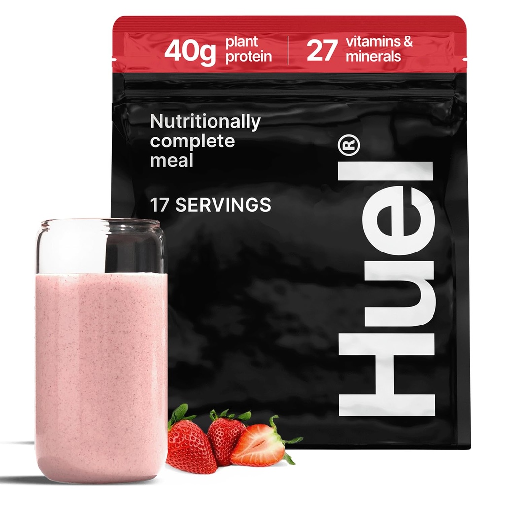 Huel Black Edition | Strawberry Shortcake 40g Vegan Protein Pulver | Nutritionally Complete Meal | 27 Vitamine und Mineralien, Glutenfrei | 17 Servierungen | Scoop nicht enthalten, um Kunststoff zu reduzieren