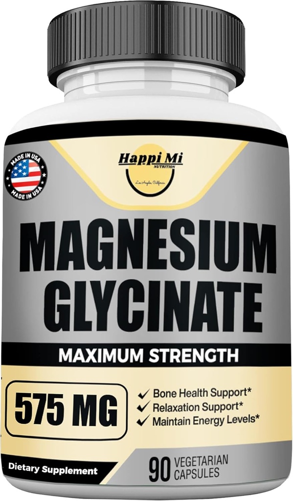 Magnesio Glycinate 575mg per Serving, Integratori minerali essenziali, Supporto per la salute del muscolo e dell'osso, Promuovi il rilassamento & Balance Mood, Non-GMO - 90 Vegan Capsule 45 Serve