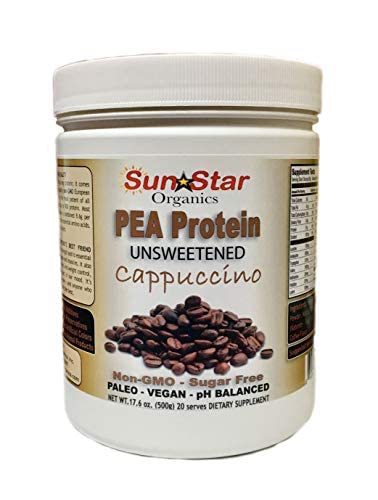 Pea Protein Powder - Non zuccherato - Cappuccino con Polvere di caffè & Vanilla Extract, Soy Free, Non OGM 17.6 oz