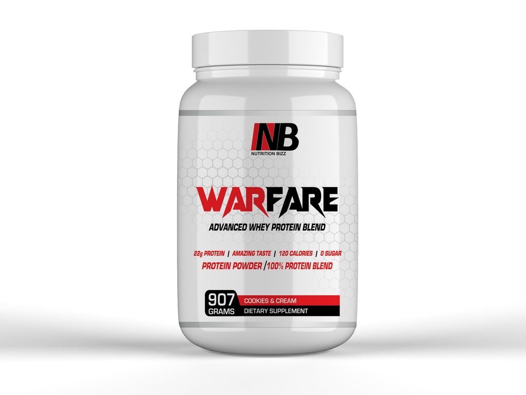 Warfare 2 lbs Advanced Whey Protein Blend 22g Protein per Serving Amazing Flavors (2 lbs, Cookies und Cream)