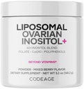 Codeage Liposomal Ovarian Inositol Pulver - Myo-Inositol & D-Chiro-Inositol 40:1 Blend, Folate 5-MTHF, CoQ10, Granatapfel & Wild Blueberry - 2-Monats-Versorgung - Gemischte Beeren-Flaschen - Non-GMO, 60 Servietten