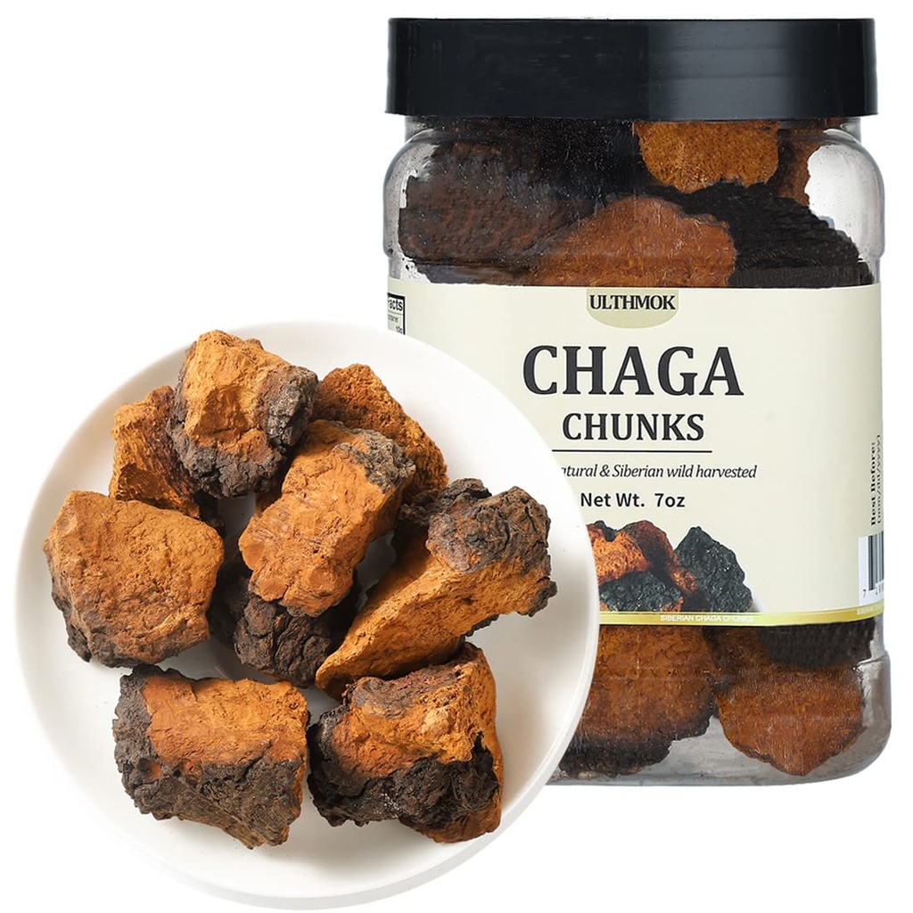Premium Chaga Mushroom Chunks 7 Oz/199g, tè naturale Chaga Mushroom, 100% Siberian Wild Harvested.