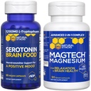 NATURAL STACKS MagTech Magnesium + Serotonin Brain Food Bundle - unterstützt Entspannung, Gehirngesundheit und eine positive Stimmung* - 150 Gesamtkapseln