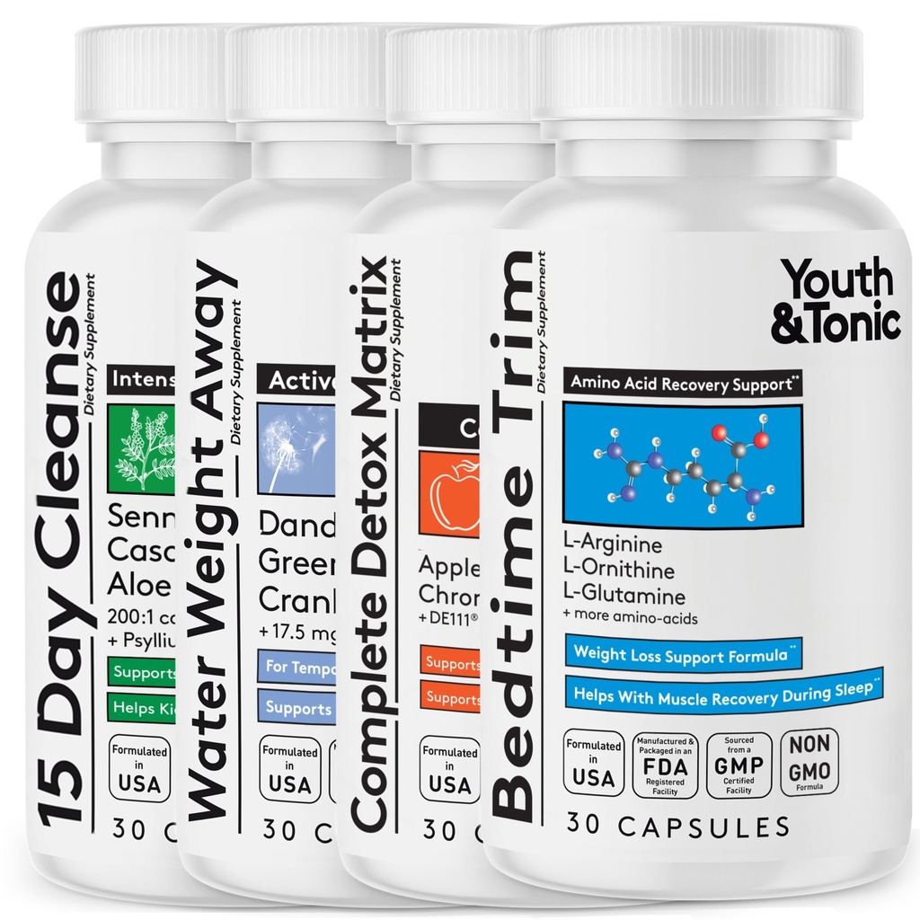 Youth & Tonic Bedtime Trim Detox Cleanse Kick Off Gestion du poids - 120 pilules