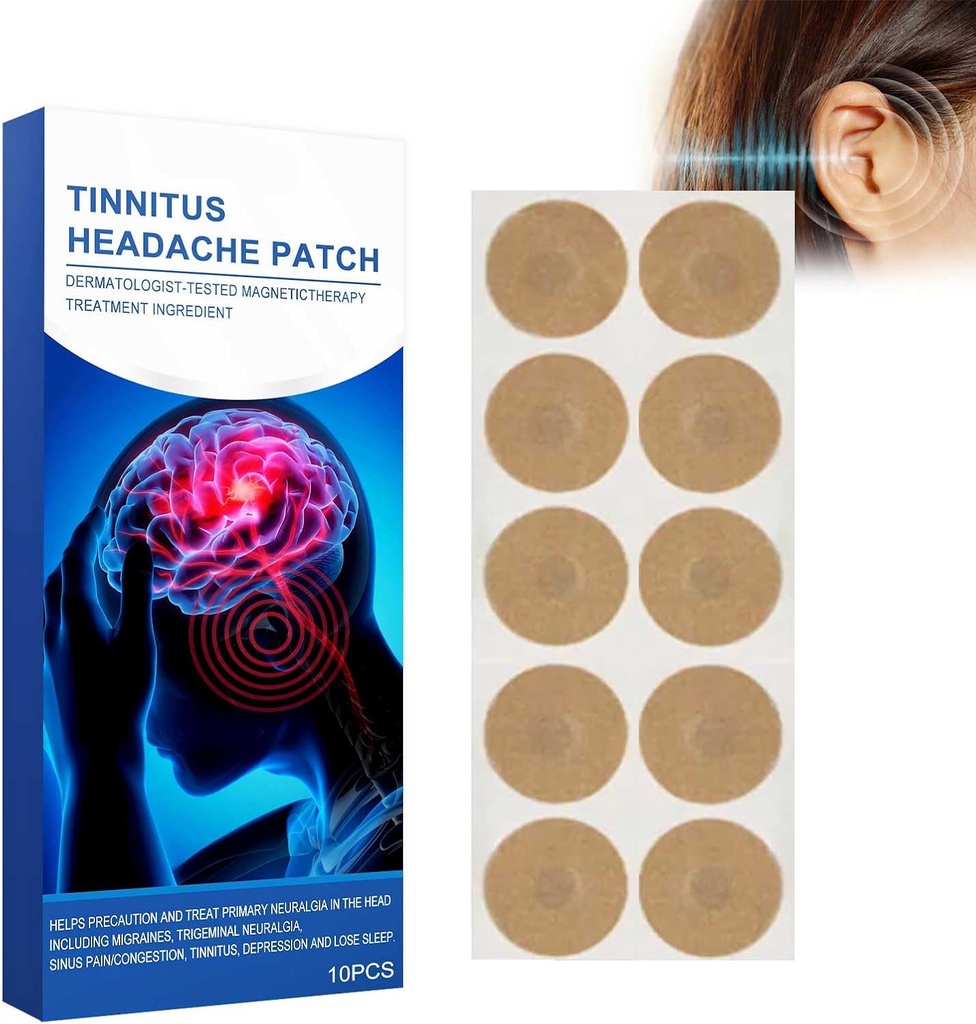 Patches d'acouphène, 10 PCs Patches d'oreille pour acouphène, Patch de douleur d'oreille, Weaken auditif, Oreilles démangeaisons/Patch de tissu non tissé (10PCS)