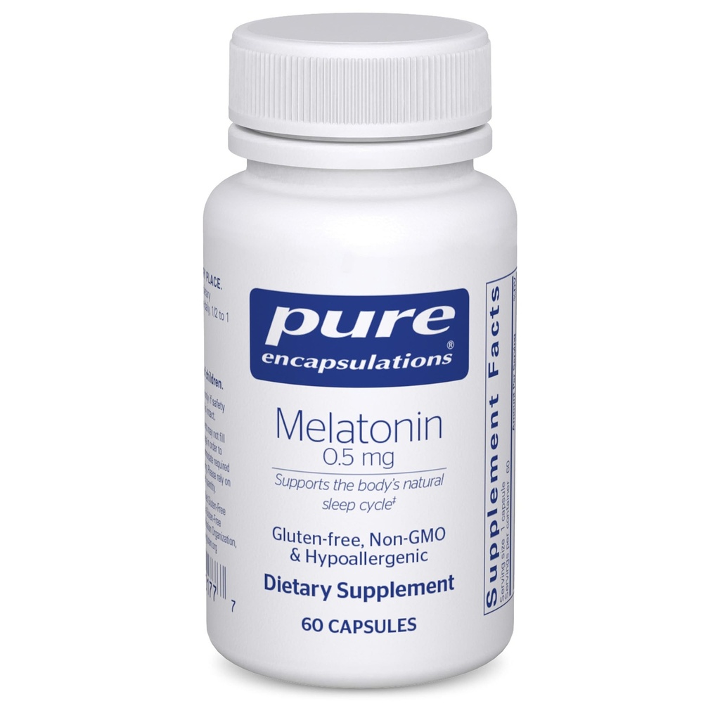 Pure Encapsulations Melatonin 0.5 mg - Natural Sleep Helper for Bedtime - Regola il ciclo di sonno - 0.5 mg Melatonina - Vegan & Non-GMO - 60 capsule