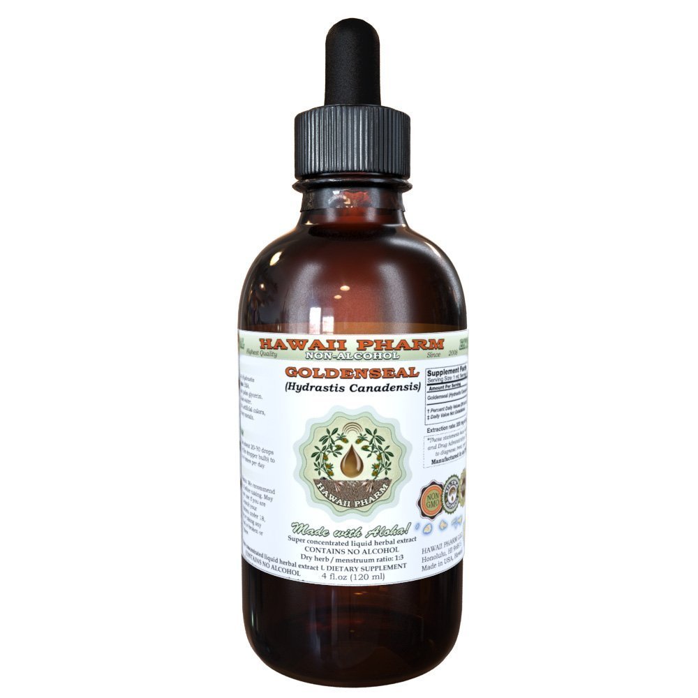 Extrait liquide sans alcool de seaux d'or, sel d'or biologique (Hydrastis Canadensis) Feuille séchée Glycérite Hawaii Pharm supplément naturel à base de plantes 2 oz