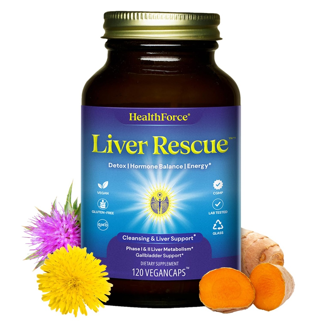 HealthForce SuperFoods Liver Rescue - Natürliche Leberreiniger - mit Milch Thistle & Dandelion Root - Glutenfrei & Vegan - 120 Kapseln