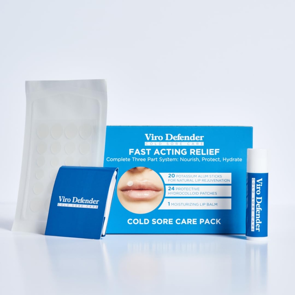 Hydrokolloid & Alum Stone Cold Sore Care Pack ist ein First-of-its-Kind, Revolutionäre Drei-Part-Behandlung, Kombination von Hydrokolloid Patches, Alum Stone, & Lip Balm, um Ihre kalte Sore zu beruhigen