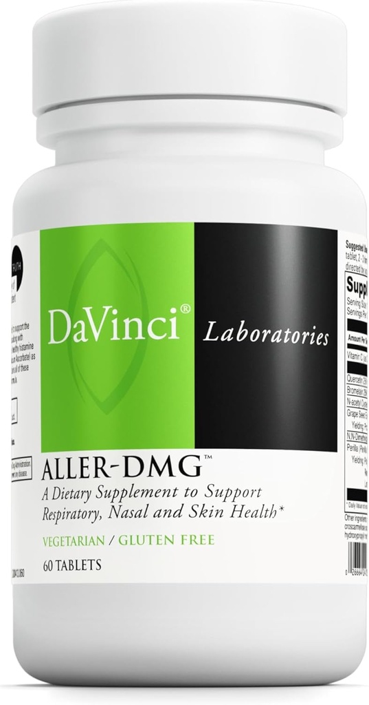 DAVINCI Labs Aller-DMM - Supplément alimentaire pour la santé respiratoire, nasale et cutanée - avec vitamine C, quercétine et plus - Sans gluten - Comprimés