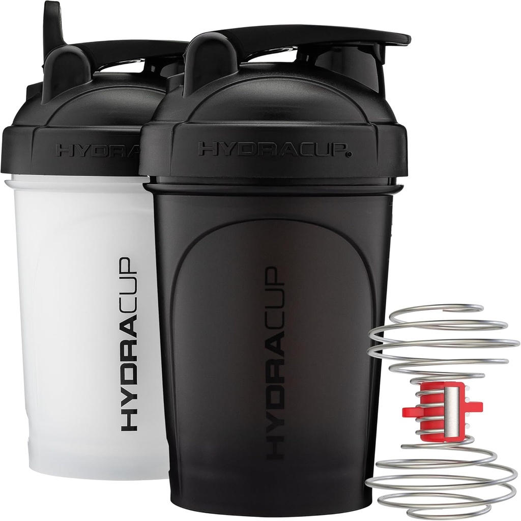 Hydra Cup ProFlow Shaker Bottles | Protein Shaker Cups mit Whisk Ball, Leak-Proof Lid, Hidden Carry Handle | BPA-Free Gym Mixer für Protein Powder, Mixing Supplements (2 Pack mit Power Whisk)