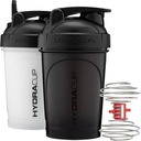 Hydra Cup ProFlow Shaker Bottiglie | Tazze di Shaker Proteine con Whisk Ball, Leak-Proof Lid, Manico di Carry Nascosto | BPA-Free Gym Mixer per Protein Powder, Integratori di miscelazione (2 Pack con Power Whisk)