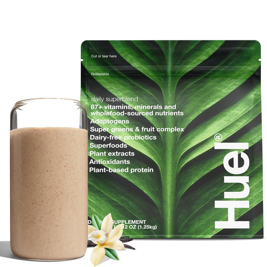 Huel Daily Superblend Vanille Pulver | 25g Pflanzenbasiertes Protein | Super Greens Powder | 87 Vitamine, Mineralstoffe und Wholefood-Sourced Zutaten |19 Servierungen | Scoop nicht enthalten, um Kunststoff zu reduzieren