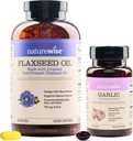 NatureWise Organic Flaxseed Oil Max 720mg ALA | Höchste Potenz Flax Öl Omega 3 Knoblauch Odorless Softgels 1500mg Unterstützung Zähne & Immunsystem Gesundheit