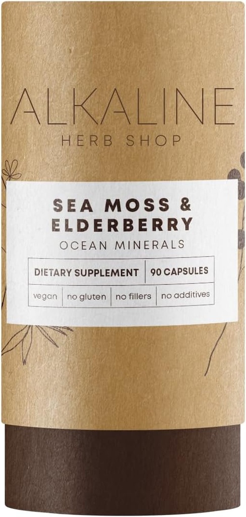 Alkaline Kräuterlager Meer Moos und Elderberry Ergänzung 90 Kapseln
