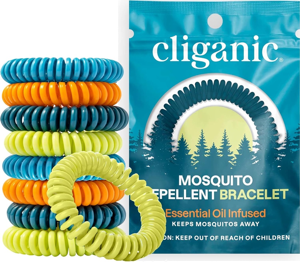 Cliganic 25 Pack Moskito Repellent Armbänder für Erwachsene & Kinder - Natürliche DEET-freie Bands, individuell verpackt