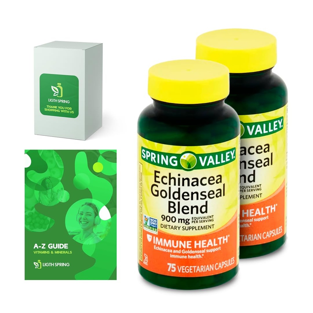 Echinacea Goldenseal Blend Nahrungsergänzung, 900 mg, 75 Ct Bundle mit exklusiven Vitaminen & Minerals A bis Z - Bessere Ligth&Spring Guide@ (3 Artikel)