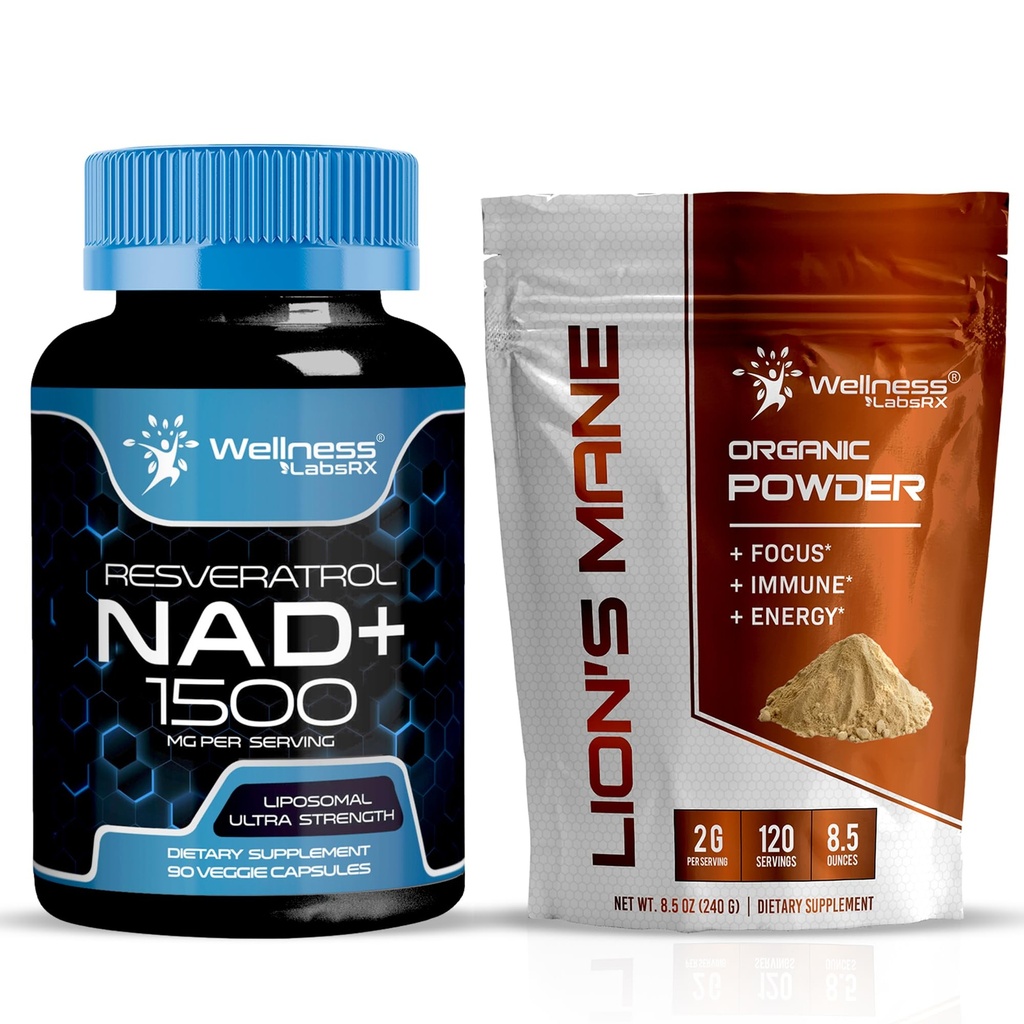 WELLNESS LABSRX NAD+ Ergänzung Kapseln 1500mg - Lions Mane Powder 2000mg