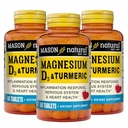MASON NATURAL Magnesium & Vitamin D3 with Turmeric, 180 Day Supply | 500mg magnesium, 3000 IU vitamin D3, 150mg turmeric & calcium; dietary supplement to support normal muscle, bones & joints