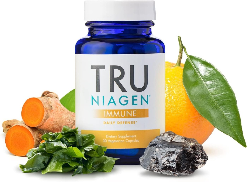 TRU NIAGEN Immununterstützungsergänzung - Tägliche Verteidigung - Vitamin C von Fermentation, Vegan Vitamin D3 2000 IU, Zink, Plus Theracurmin (Curcumin) + Multi Award-Winning NAD Boosting Niagen 150mg 30ct