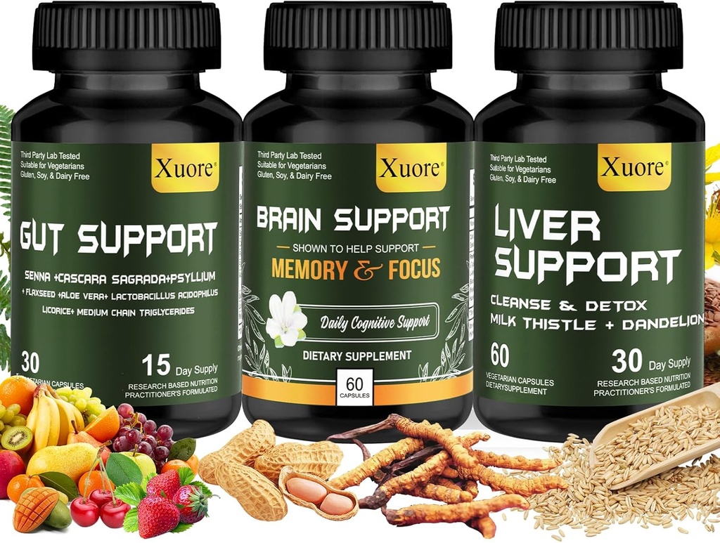 Liver Renew Cleanse Detox, Repair & Support, Gut und Colon Support - Advanced Gut Cleanse Detox, Gehirn Nootropic Brain Supplement für Männer und Frauen, Alles in einem Suppment.