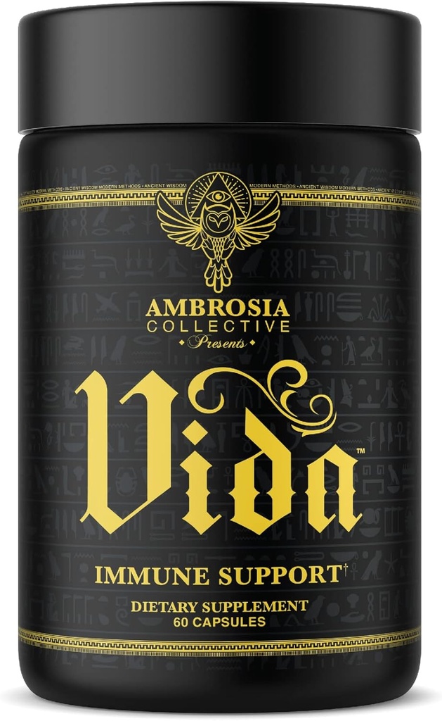 Ambrosia Vida Immununterstützung, Elderberry, Vitamin C, Vitamin D und Zinkergänzung, Immunsystem Booster (60 Kapseln)