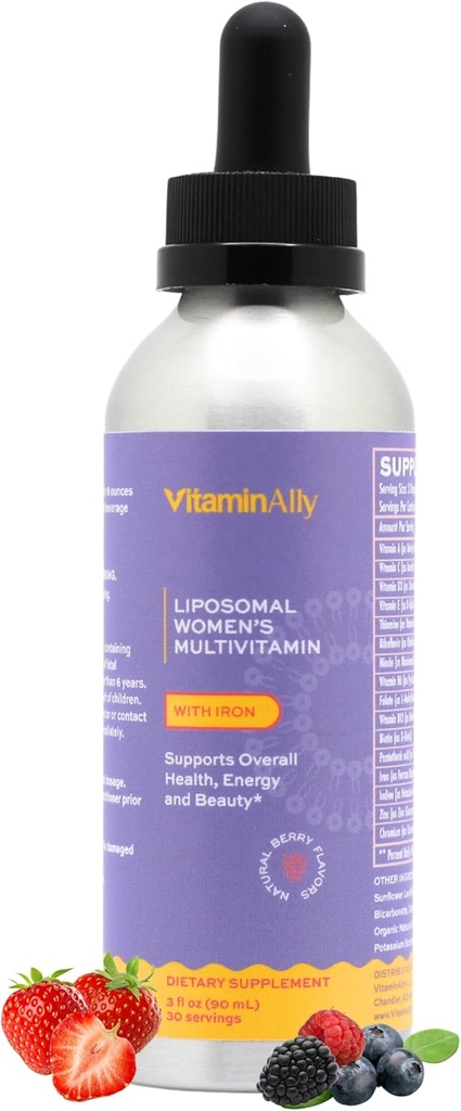 Femminile Multivitamine liposomal Liquid Drops con Iron | 30 Day Supply | 3 FL Oz | Non-GMO | Gluten Free | Supporti Salute, Energia e Bellezza