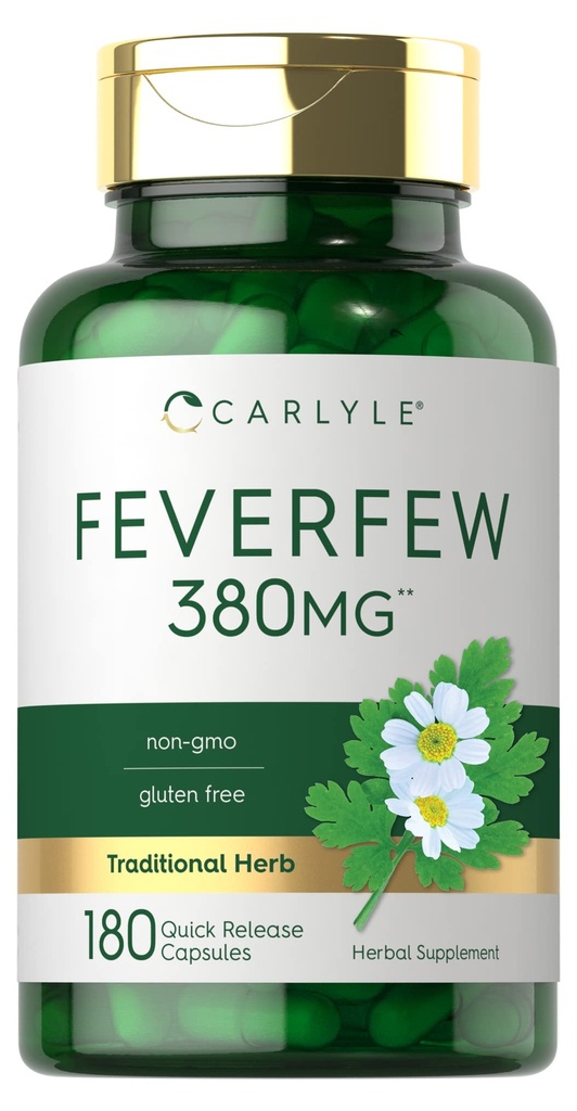 Carlyle Feverfew Capsules 380mg. 180 Count.