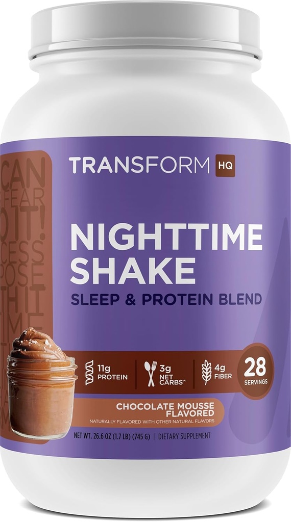 TransformHQ Nighttime Shake, Sonno + Protein Blend, 28 Serve, Mousse al cioccolato