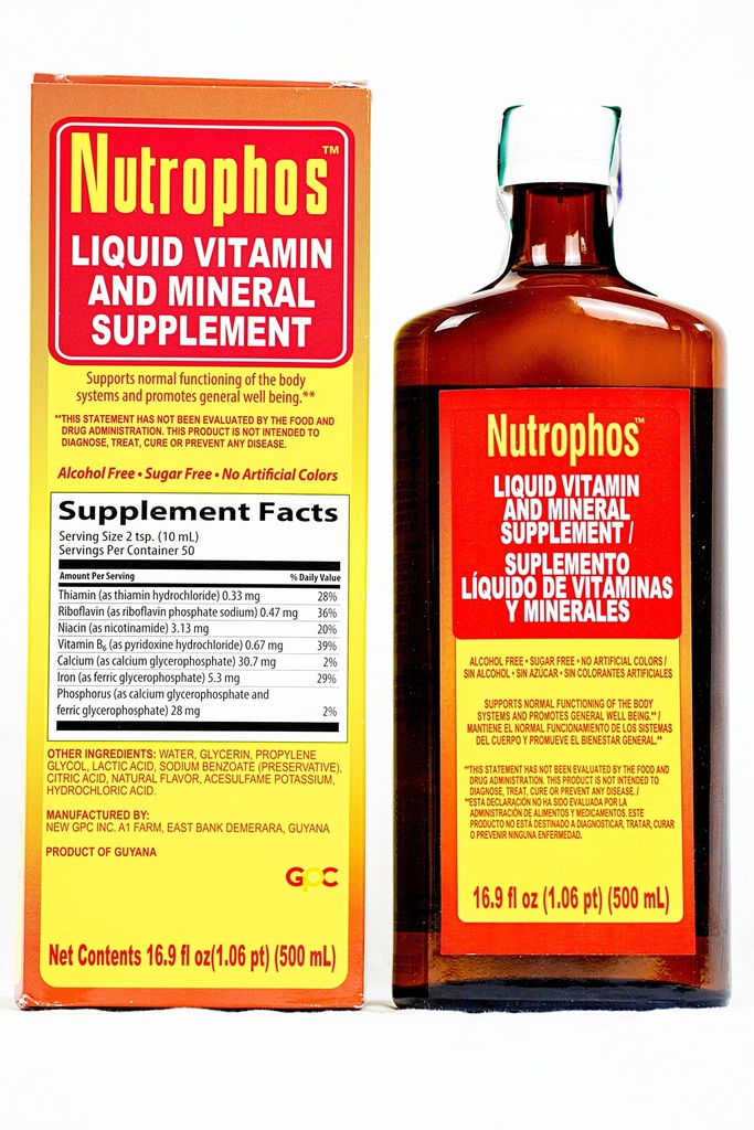 Nutrophos Complément diététique liquide avec vitamines B et minéraux 500ml