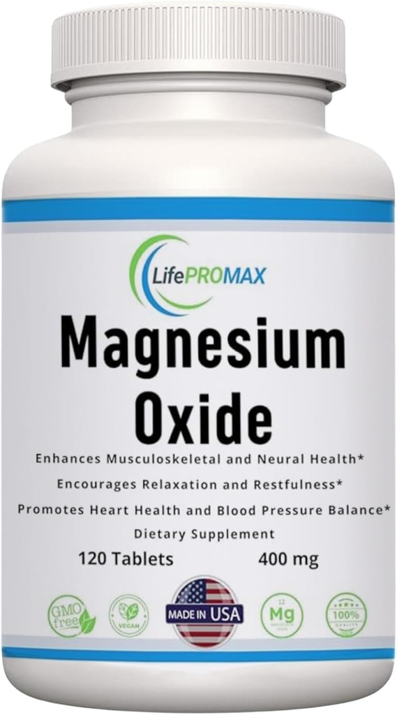 Magnesium 400mg [hohe Potenz] Ergänzung – Magnesiumoxid für Immununterstützung, Muskelrückgewinnung, Leg Cramps und Relaxation 120 Tabletten