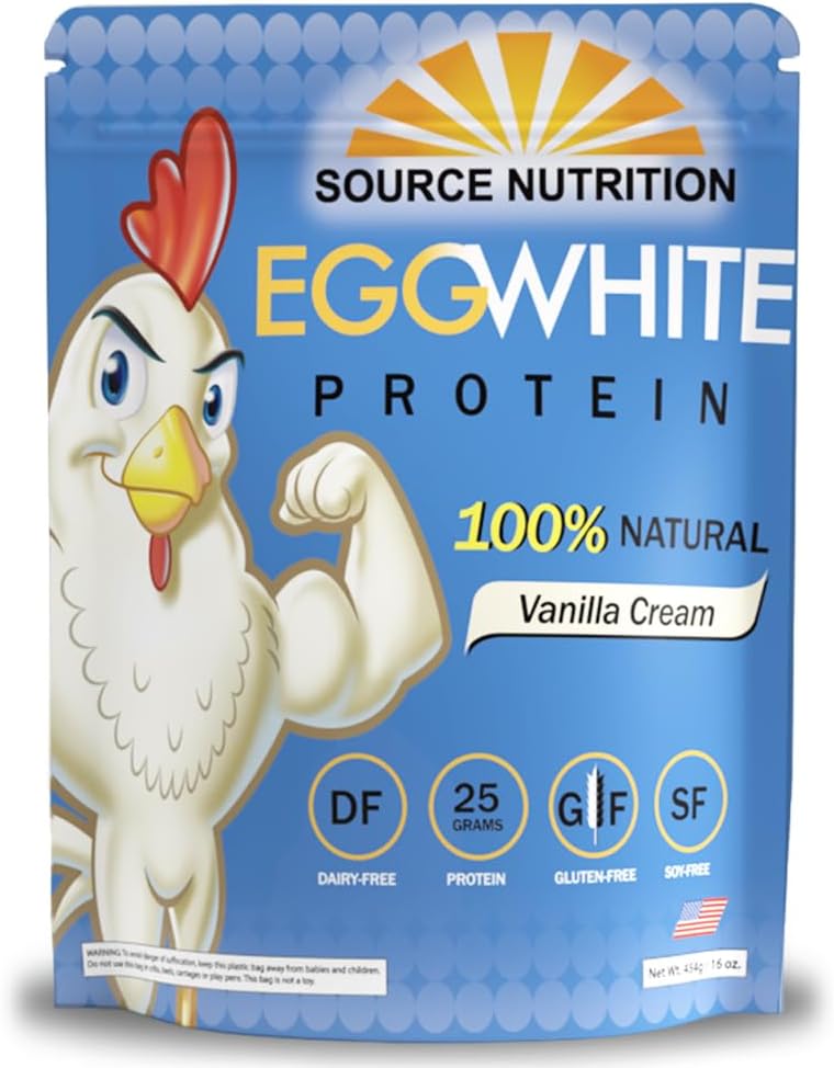 TradeKing 1 lb de poudre de protéines blanches d'oeufs par source de nutrition - 25 grammes de protéines, construire le muscle maigre, sans lait - crème de vanille