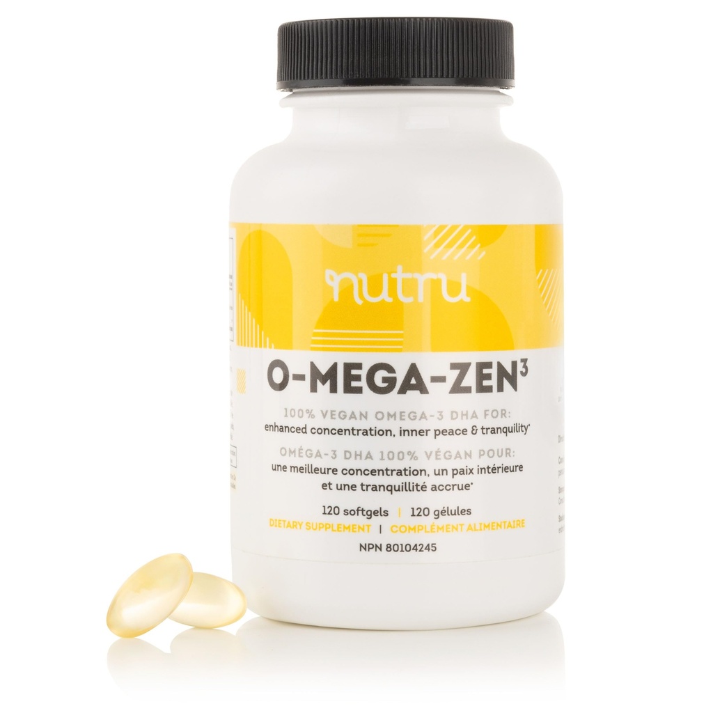 O-Mega-Zen3 Vegan Omega 3 DHA-Ergänzung - 400 mg DHA essentielle Fettsäuren - Carrageenan Free - Premium Algal basierte Fischöl Alternative Supplement - 120 Softgels