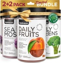 Super Fruit Super Greens and Sea Moss Gummies Bundle - Frutta Blend, Greens Blend, Irish Sea Moss, Bladderwrack - Detox, Nutrient Balance, Supporto per l'immunità, Thyriod Health - per gli uomini e le donne