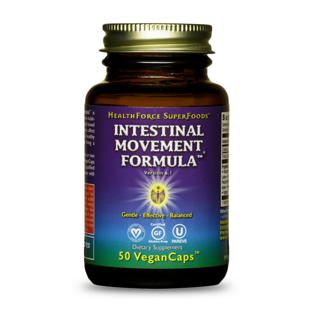 HEALTHFORCE SUPERFOODS Intestinal Movement Formula - Natural Laxative Supports Bowel Regolarità - Integratore di Digestione All-Natural a Support Constipation - Gluten-Free & Vegan - 50 Caps