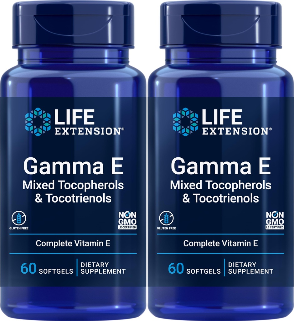 Life Extension Gamma E Mixed Tocopherols & Tocotrienols 60 Softgels (Pack of 2)
