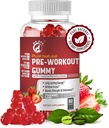 Reine natürliche Vor-Workout-Gummien mit Kreatin-Monohydrat & Grüne Kaffeebohnen-Extrakt - Energie, Fokus, Endurance Boost, Erdbeer-Flamvor, 60 Gummie