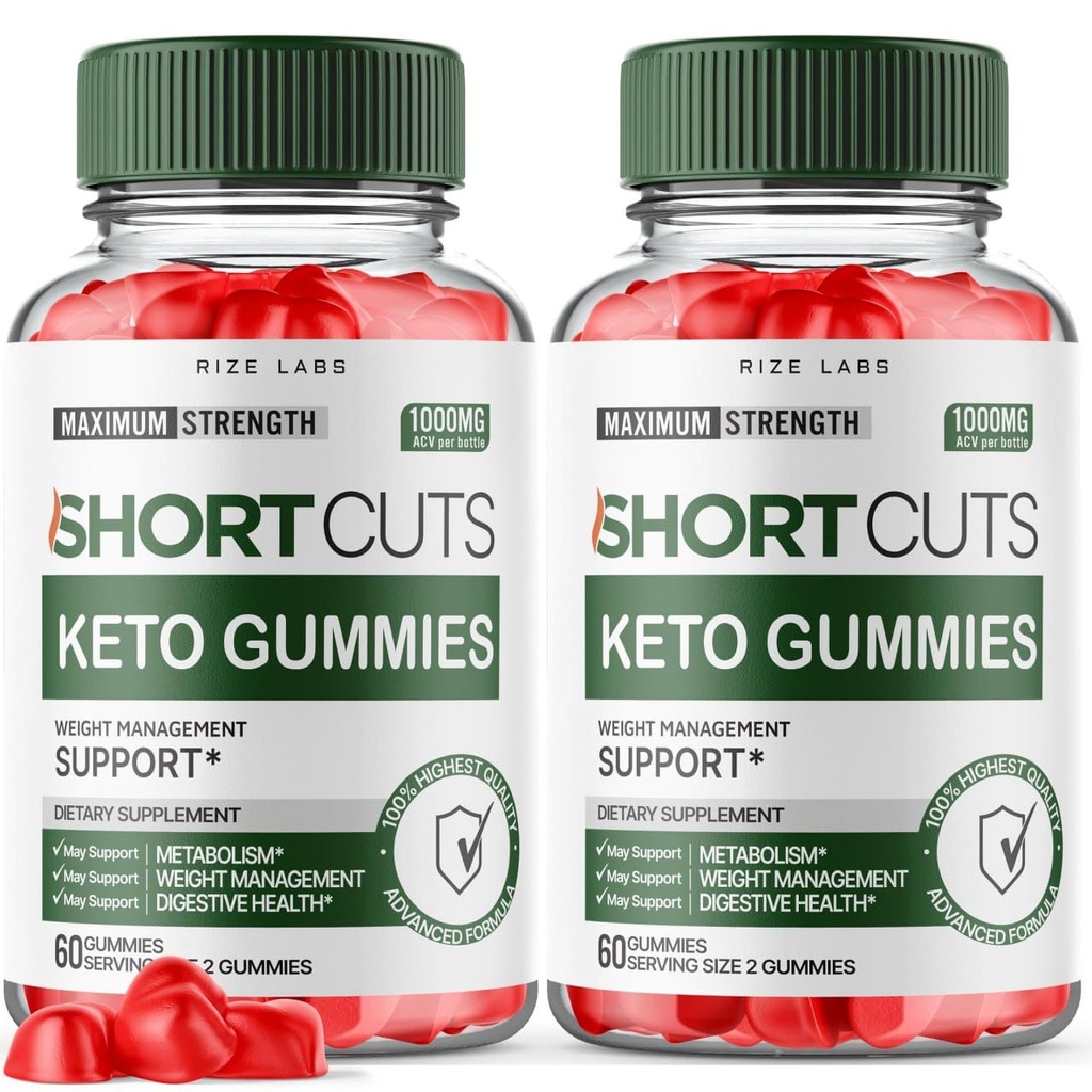 Rize labs Shortcuts Keto Gummies, Scorciatoie Keto per la perdita di peso avanzata, Scorciatoie Keto ACV Supplemento per l'energia e il metabolismo, Short Cuts Gomitas Review (120 Gummies) (Pack of 2)