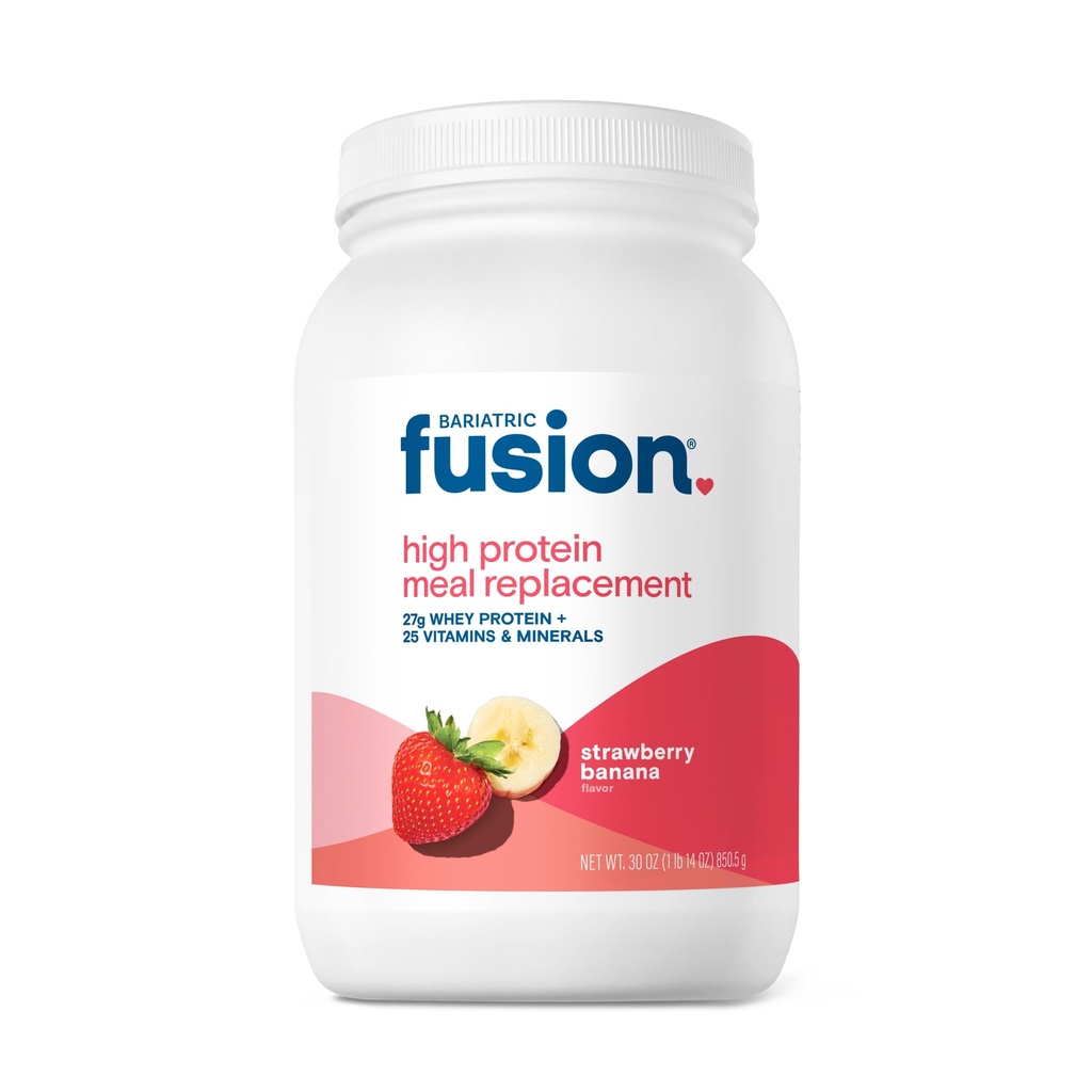 Bariatric Fusion Strawberry Banana Substitut de repas 27g Poudre de protéines, 21 Tuyau de service pour les patients de chirurgie bariatrique, y compris le pont gastrique et la gastrectomie des manches - Pas de gluten, d'aspartame ou de sucre