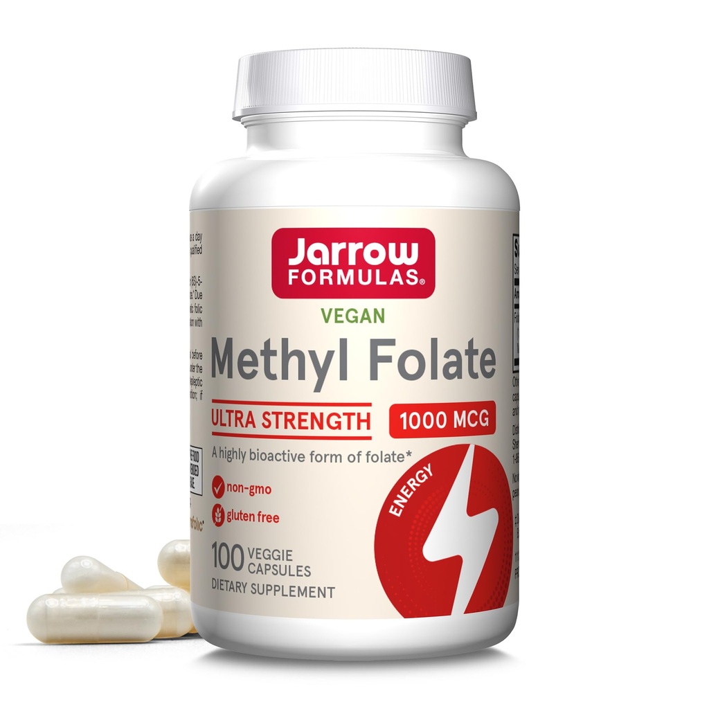 Jarrow Formulas Methyl Folate Veggie Caps - 1000 Mcg - 100 Count - Methyl Folate Supplement - Per fornire Folate - 5-MTHF Supplement - Non-GMO - Gluten Free
