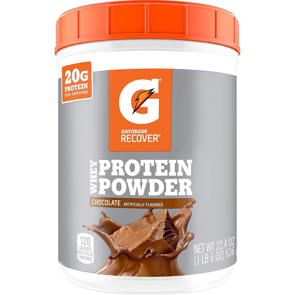 Gatorade Whey Protéine Poudre, Chocolat, 22,4 Ounce (20 portions par boîte, 20 grammes de protéines par portion)
